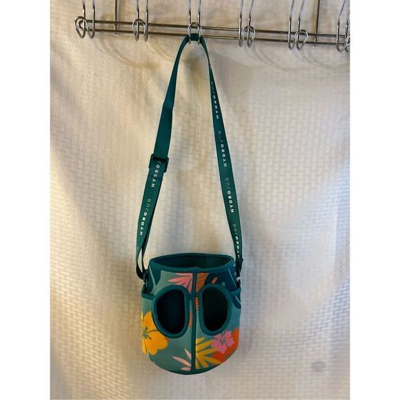 Hydro Jug crossbody strap teal flowers - Picture 2 of 7